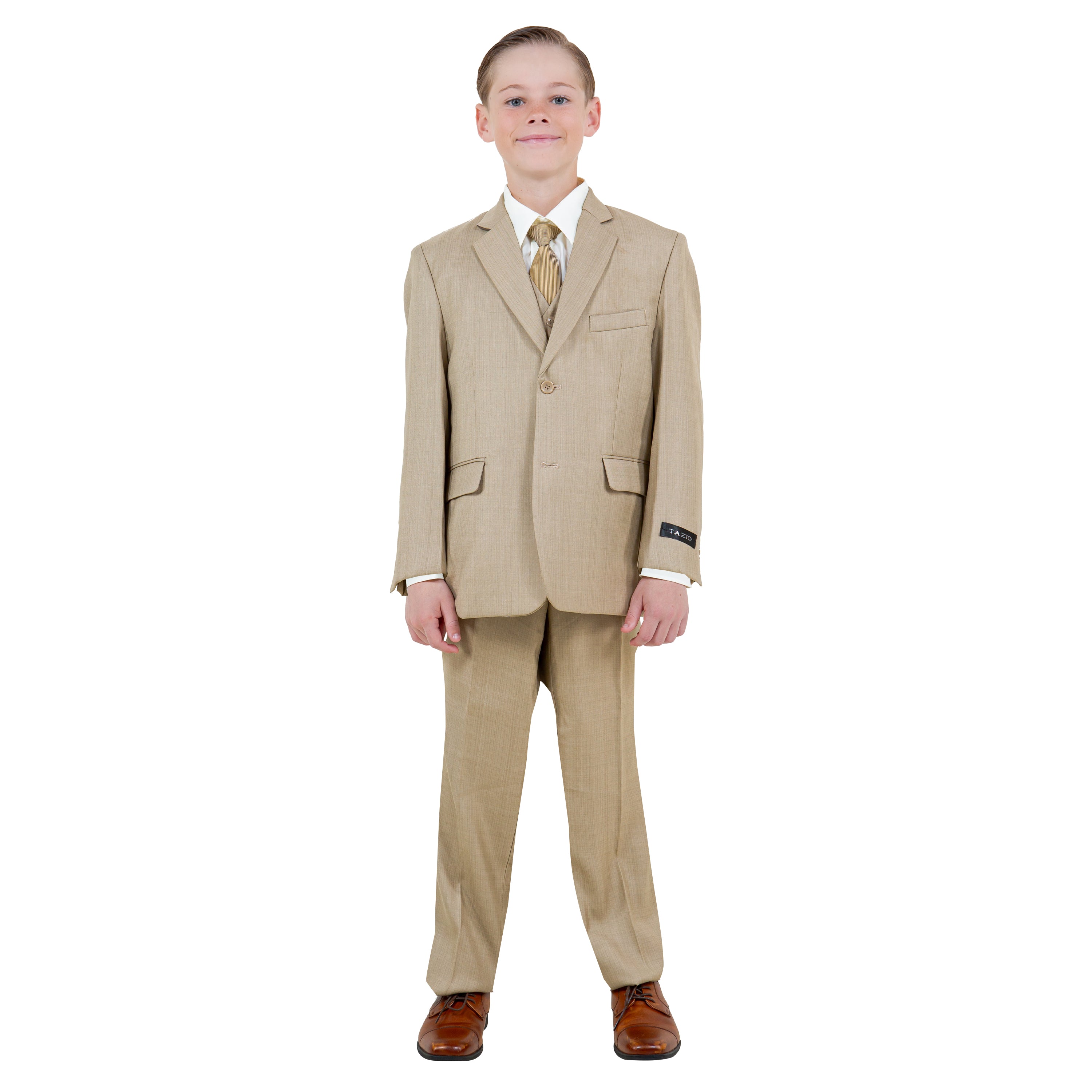 Tazzio Boy's 5pc Solid Suit With Shirt & Tie